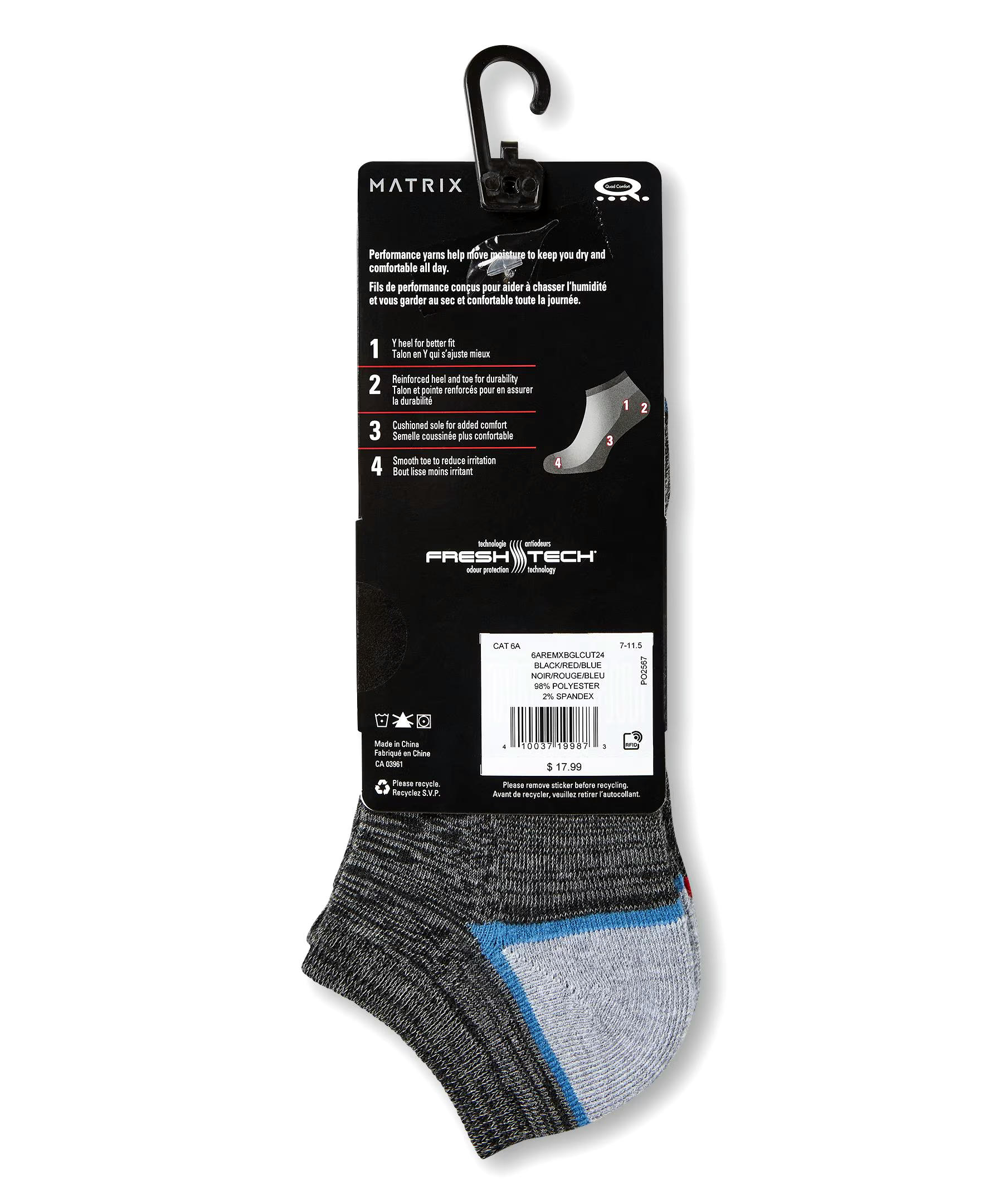 Matrix Men's BOGO Low Cut Sport Socks, 3 Pack