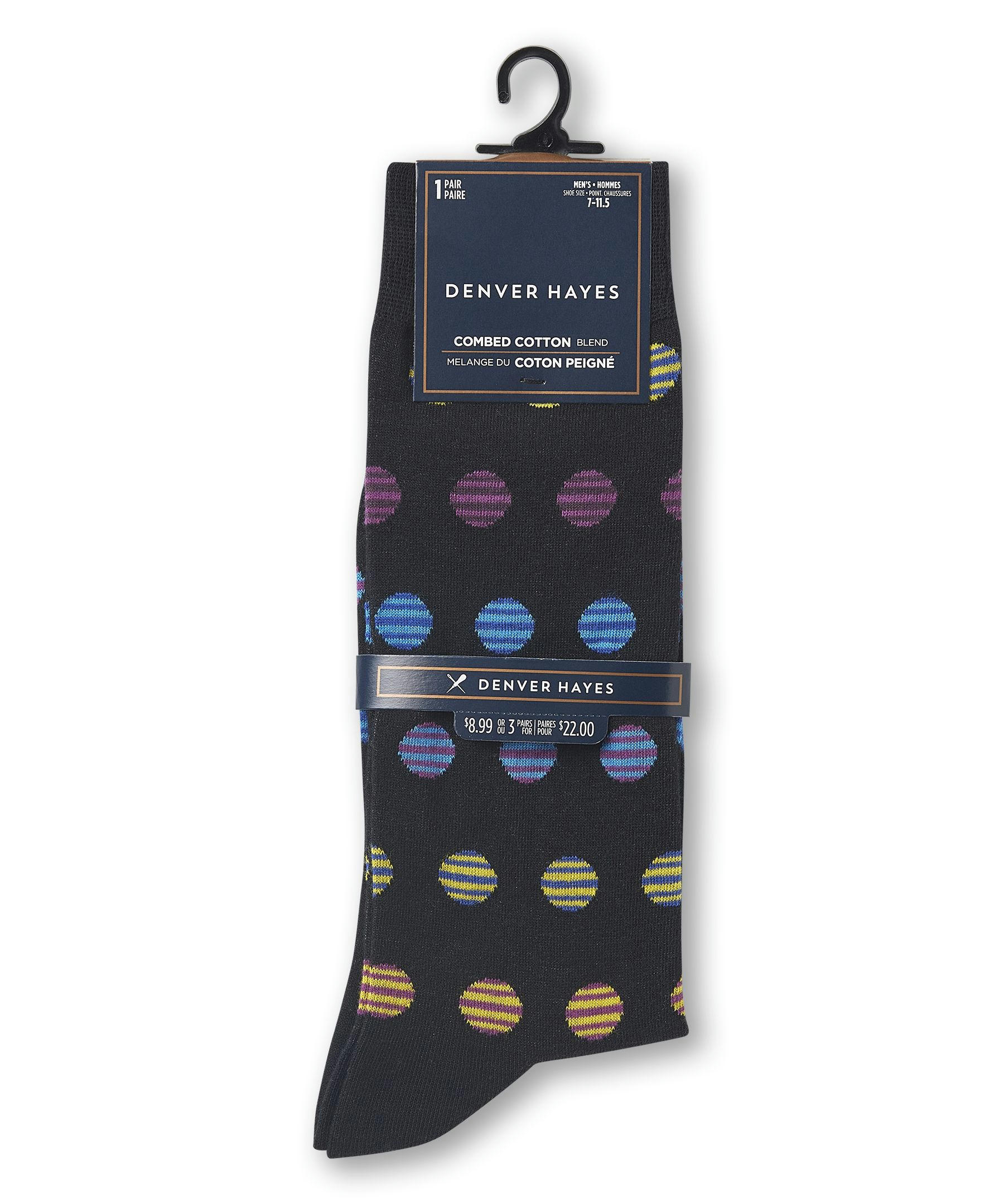 Denver Hayes Men's FRESHTECH® Geometric Pattern Casual Crew Socks