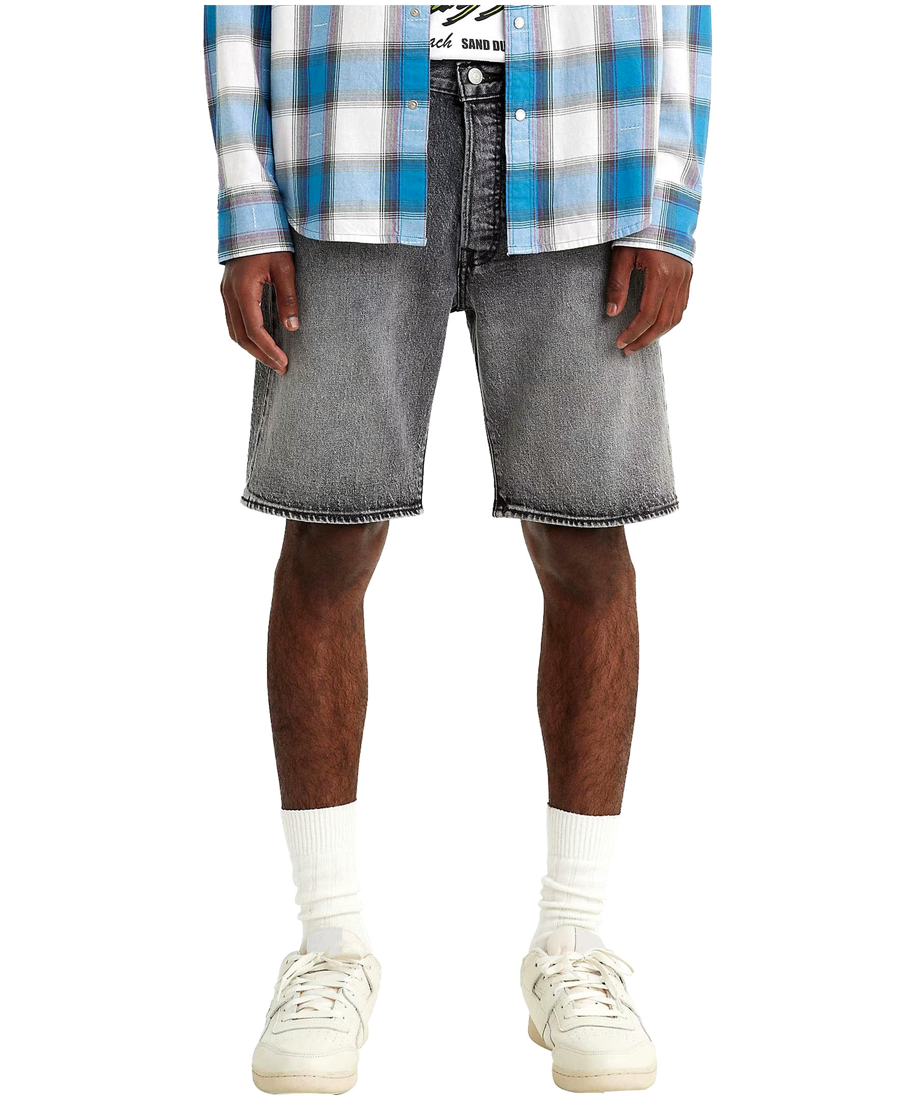 Levi's Men's 501 Mid Rise Hemmed Grey Days Stretch Denim Shorts