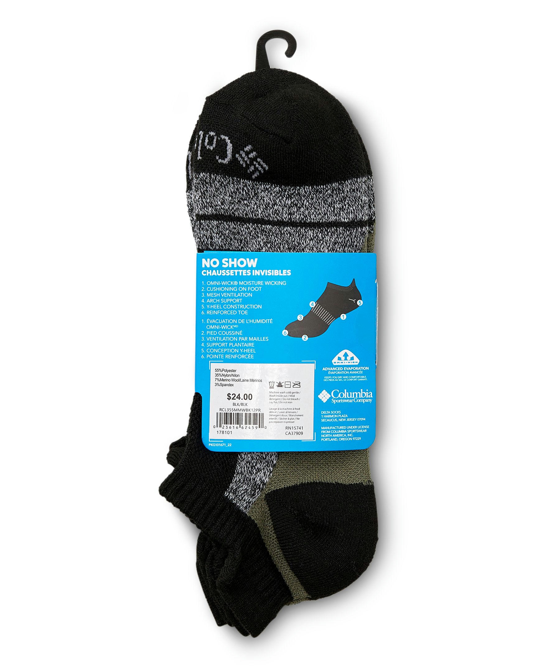 Columbia Men's 2 Pack Omni-Wick No Show Hiking Socks