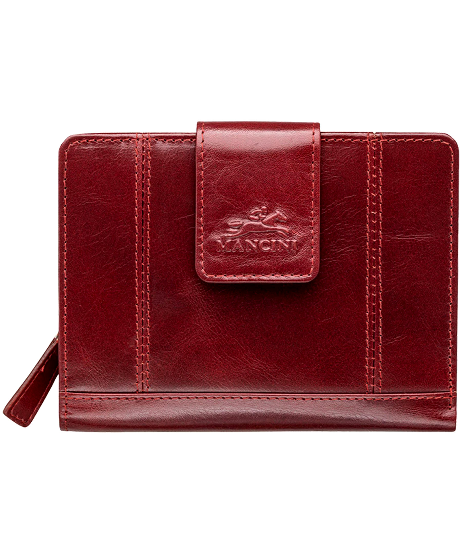 Mancini Leather Goods Women's Casablanca RFID Secure Medium Clutch Wallet Red