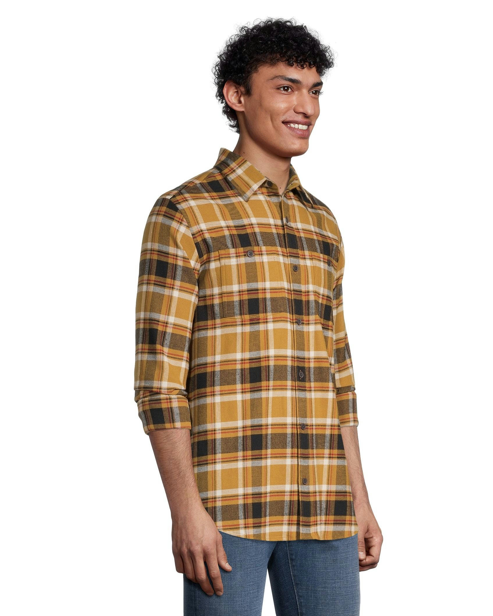 WindRiver Men's Stretch Regular Fit Basic Flannel Shirt