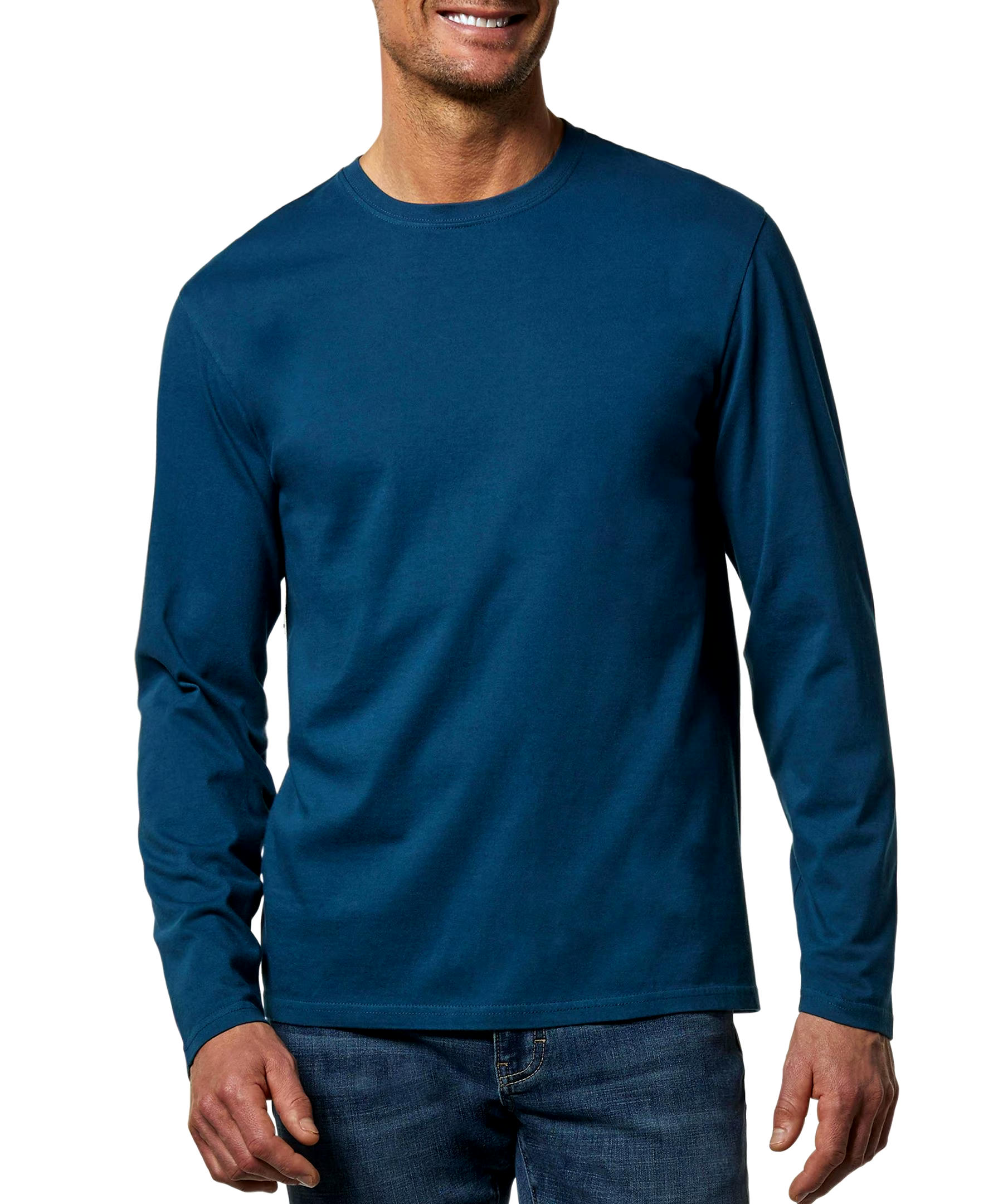 Denver Hayes Men's 50 Wash Long Sleeve Classic Fit Crew Neck T-Shirt