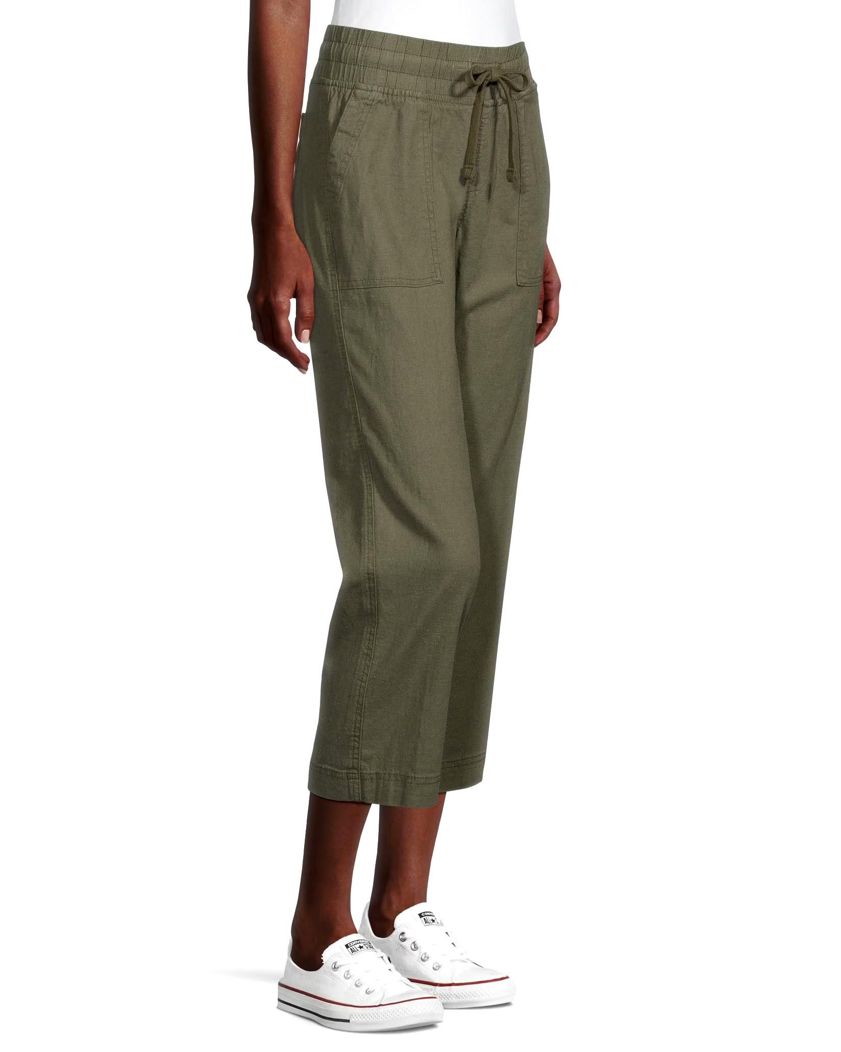 Denver Hayes Women's Linen Blend Straight Leg Crop Pants