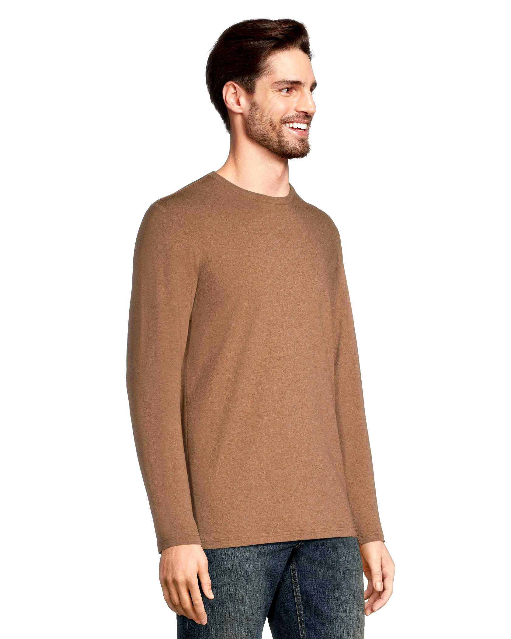 Denver Hayes Men's Stretch Long Sleeve Modern Fit Crewneck T Shirt