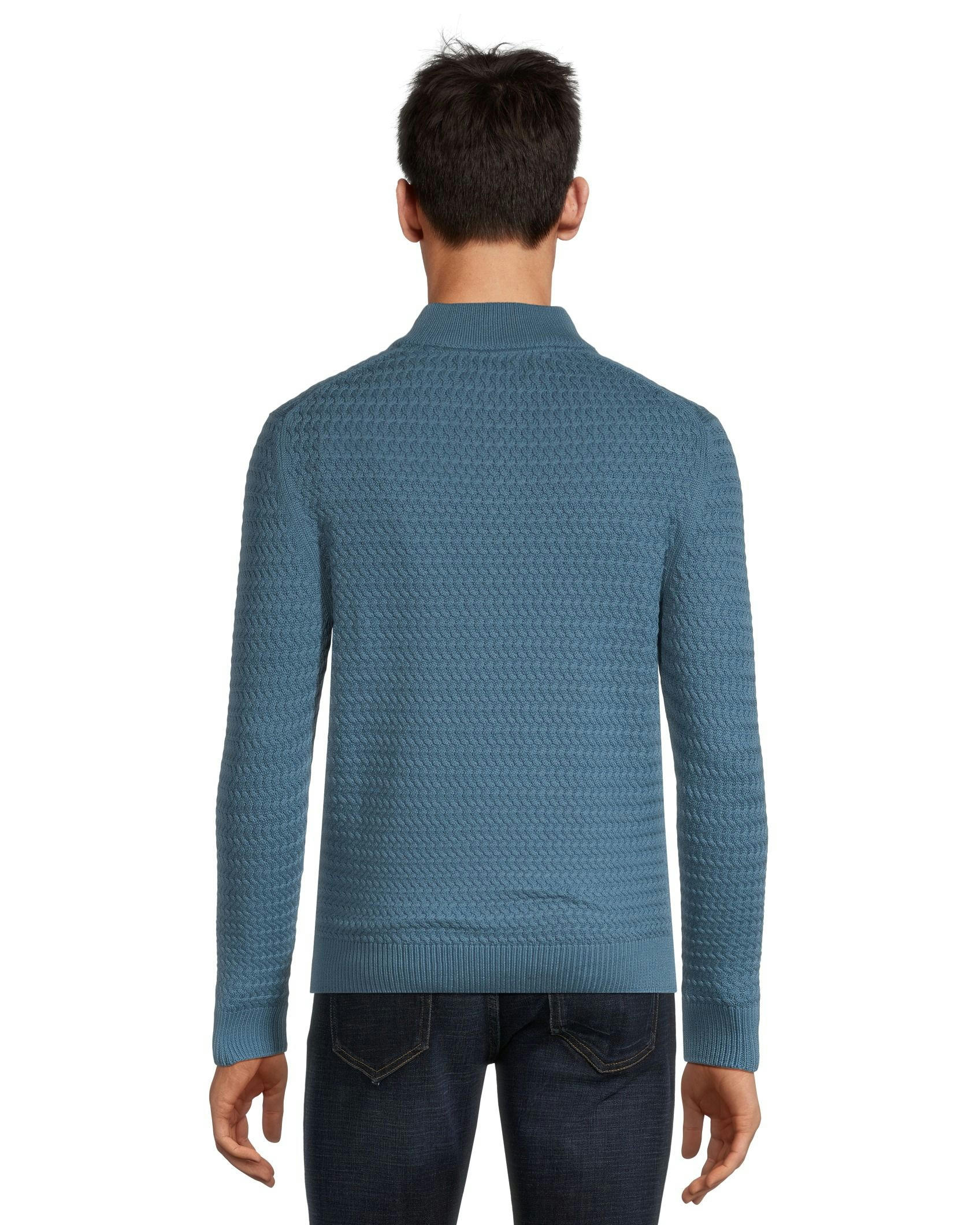 Denver Hayes Men's Rope Stitch Quarter Zip Mockneck Sweater