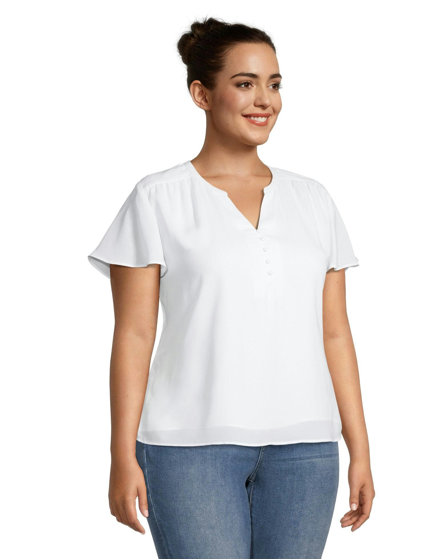 Women's Flutter Sleeve Round Neck Knit Blouse