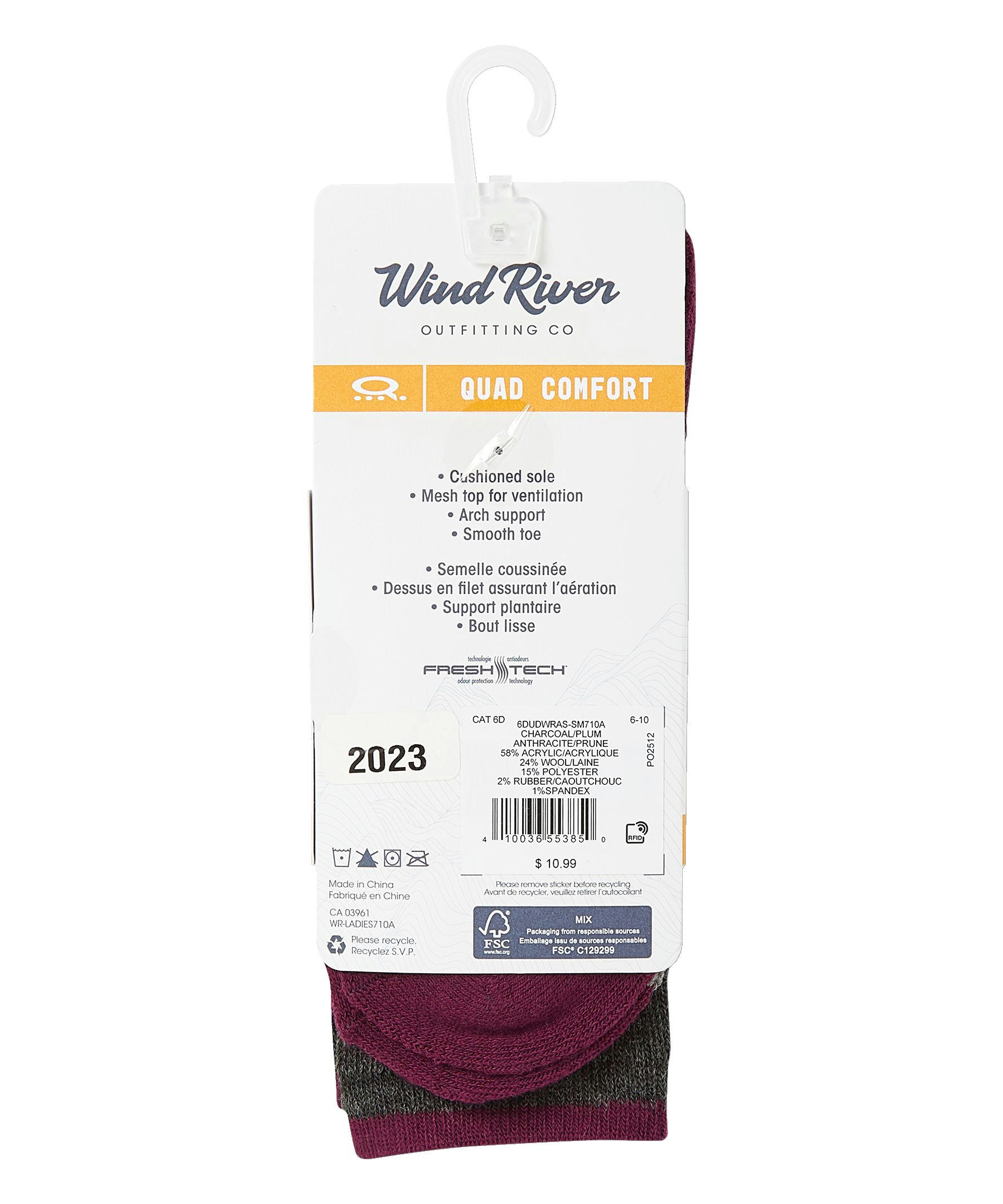 WindRiver Women's Wool Blend Quad Comfort Hiking Crew Socks
