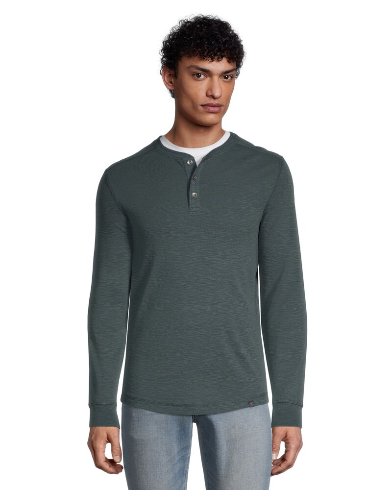 Denver Hayes Men's Long Sleeve Modern Fit Cotton Slub Henley Shirt