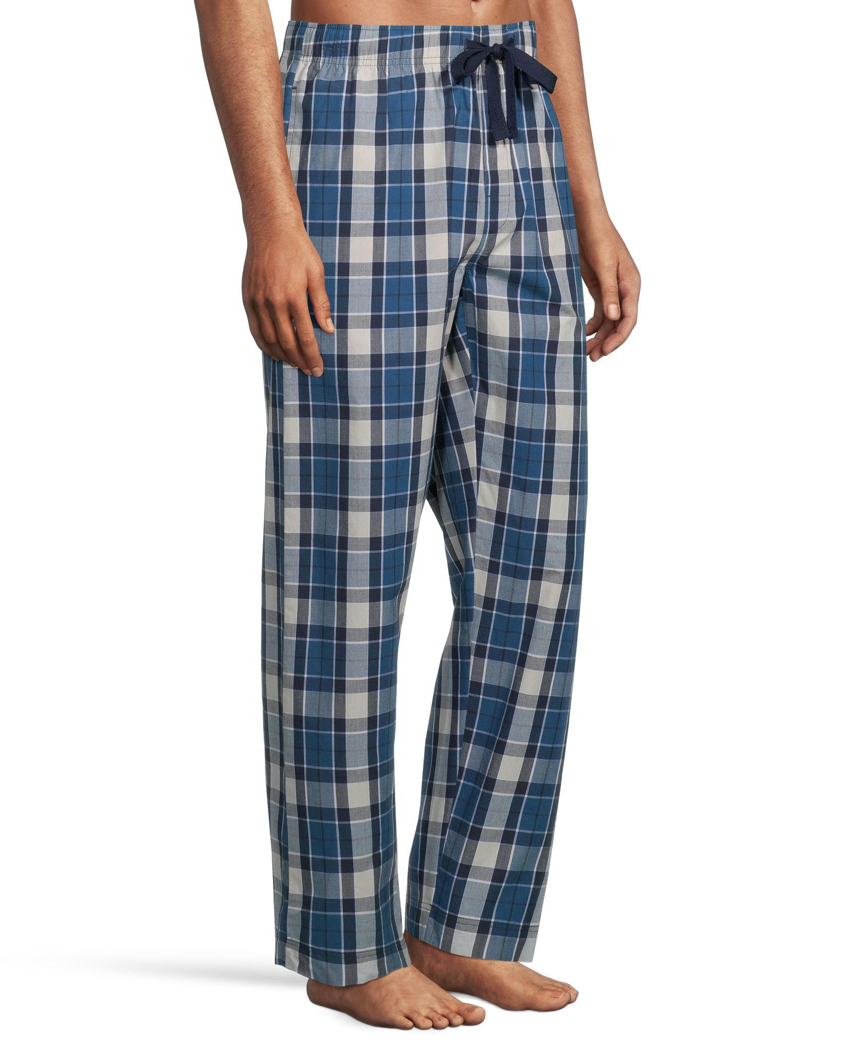Men's Woven Plaid Lounge Pants With Elastic Waistband and Drawstring