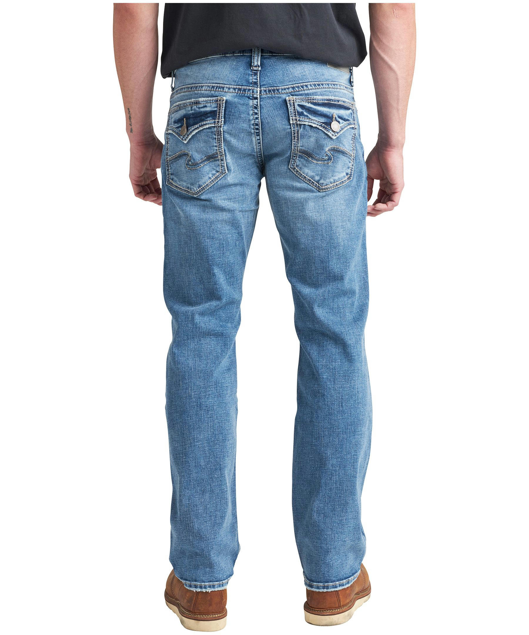 Silver Men's Zac Mid Rise Relaxed Fit Straight Jeans - Light Wash