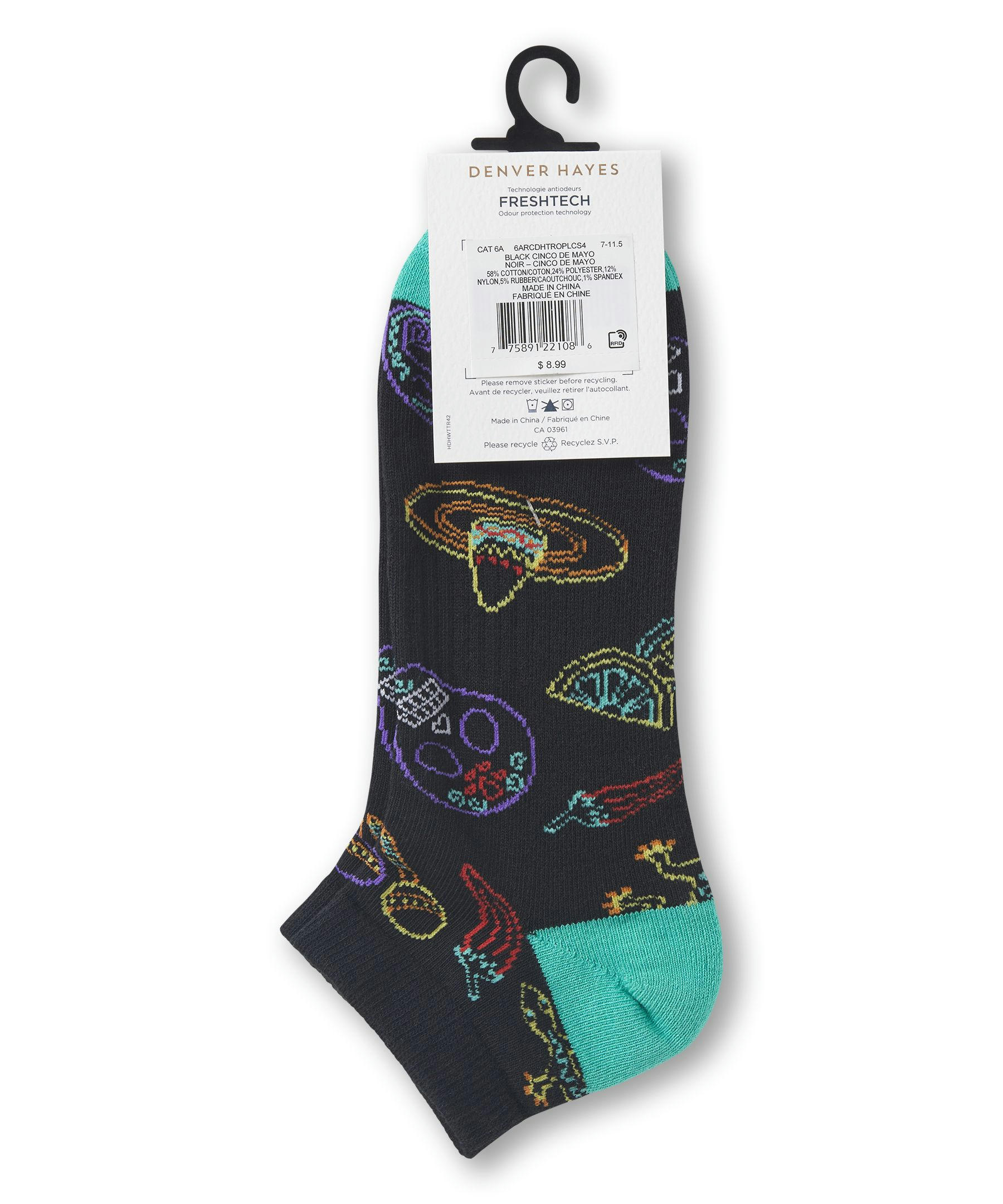 Denver Hayes Men's FRESHTECH® Tropical Novelty Low Cut Socks