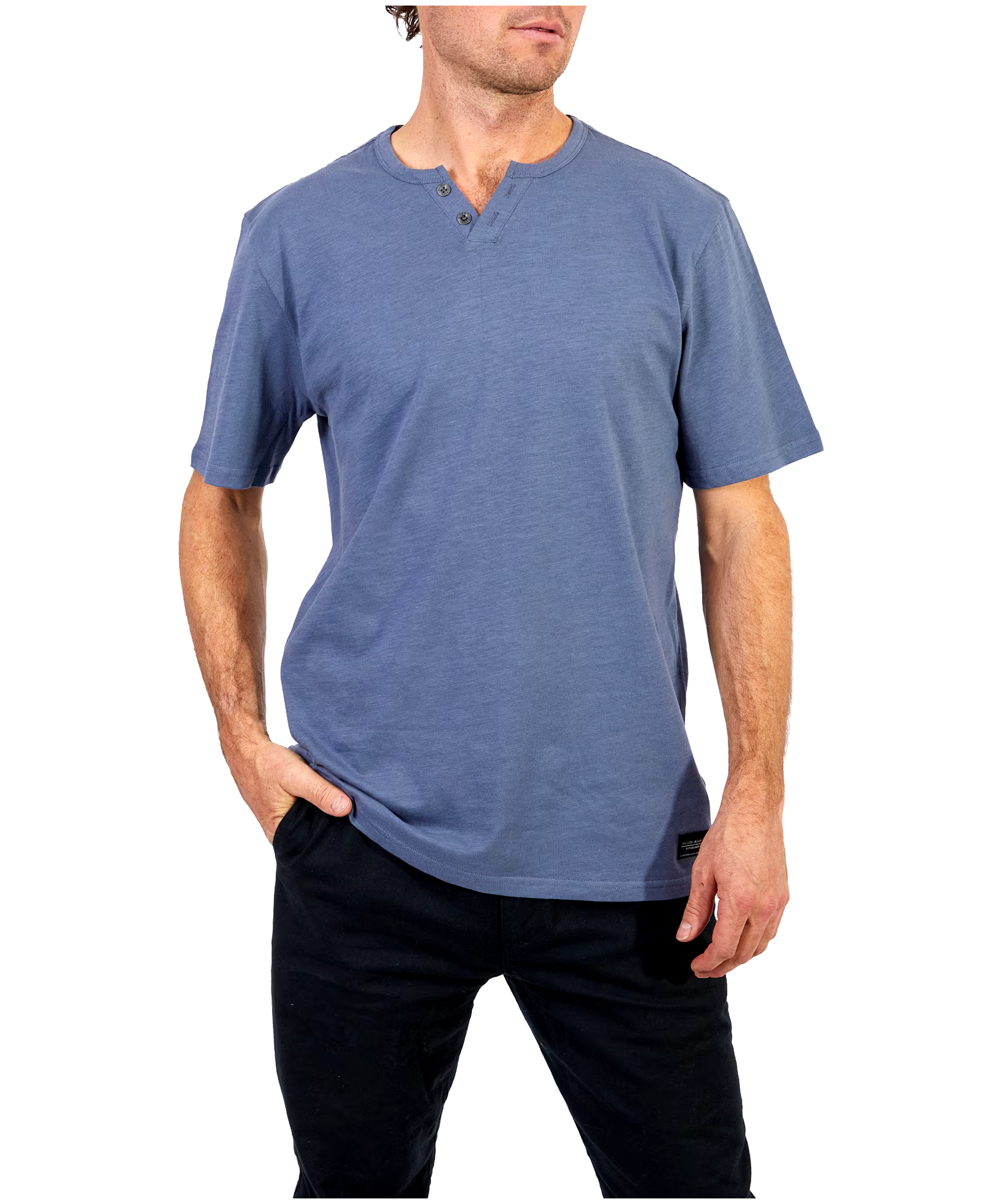 Men's 2 Button Short Sleeve Slub Henley Shirt