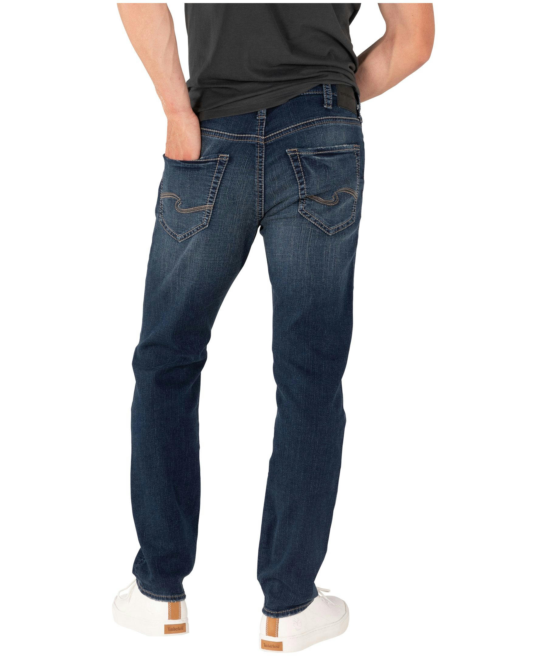 Silver Men's Eddie Mid Rise Relaxed Fit Tapered Dark Wash Jeans