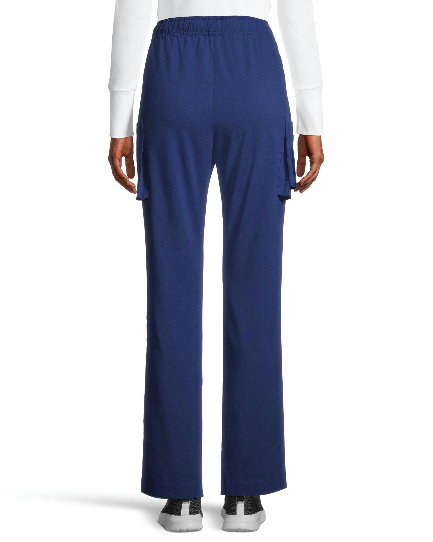 Health Pro Heart Women's Heart Cargo Pocket Elastic Stretch Waist with Drawstring Scrub Pants - Navy