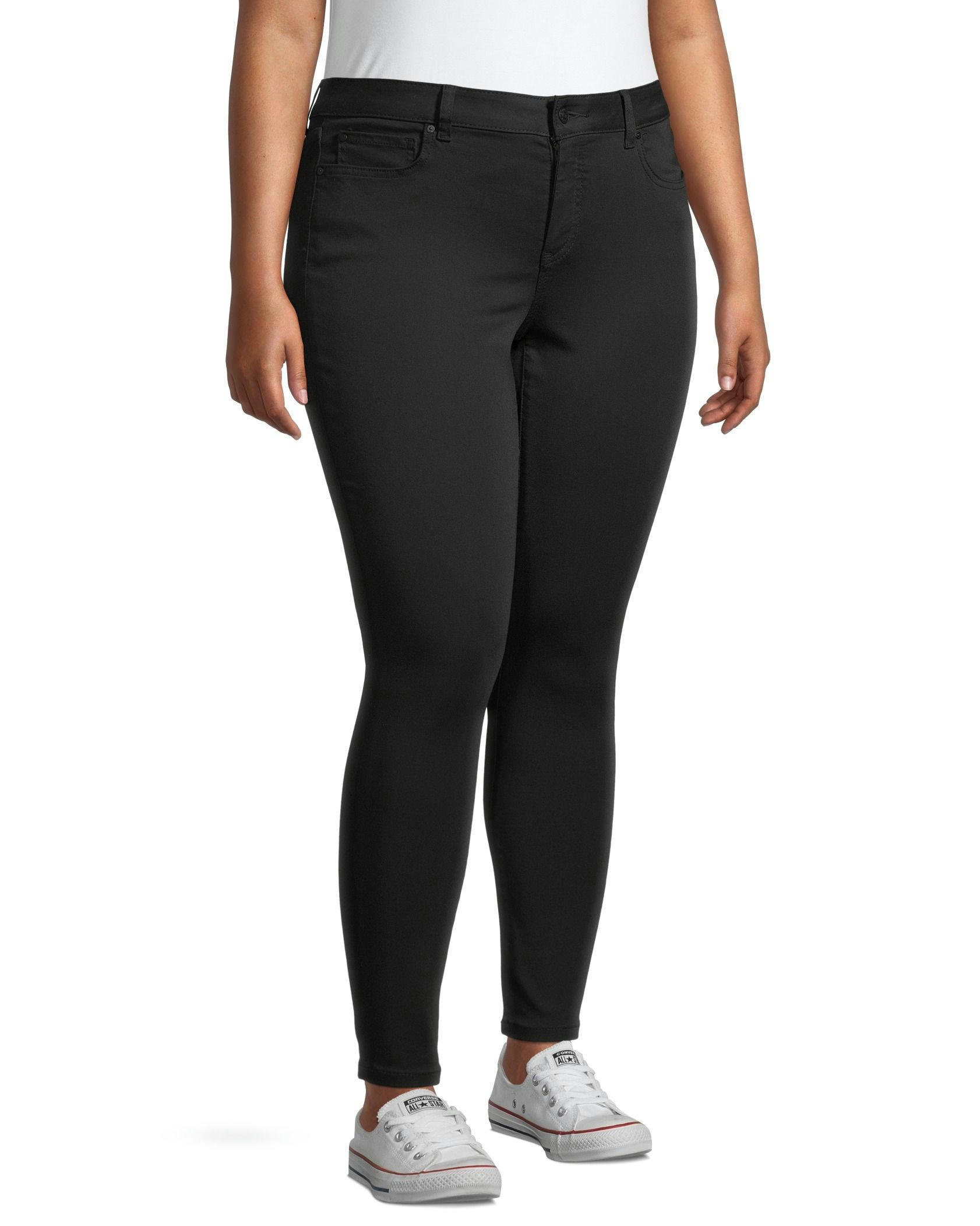 Denver Hayes Women's Curvy Fit Mid Rise Skinny Jeans - Black