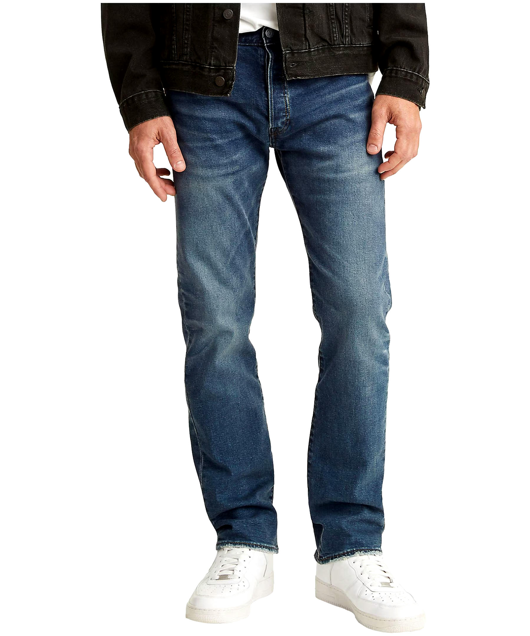Levi's Men's 501 Mid Rise Straight Fit Button Fly Jeans - Dark Wash