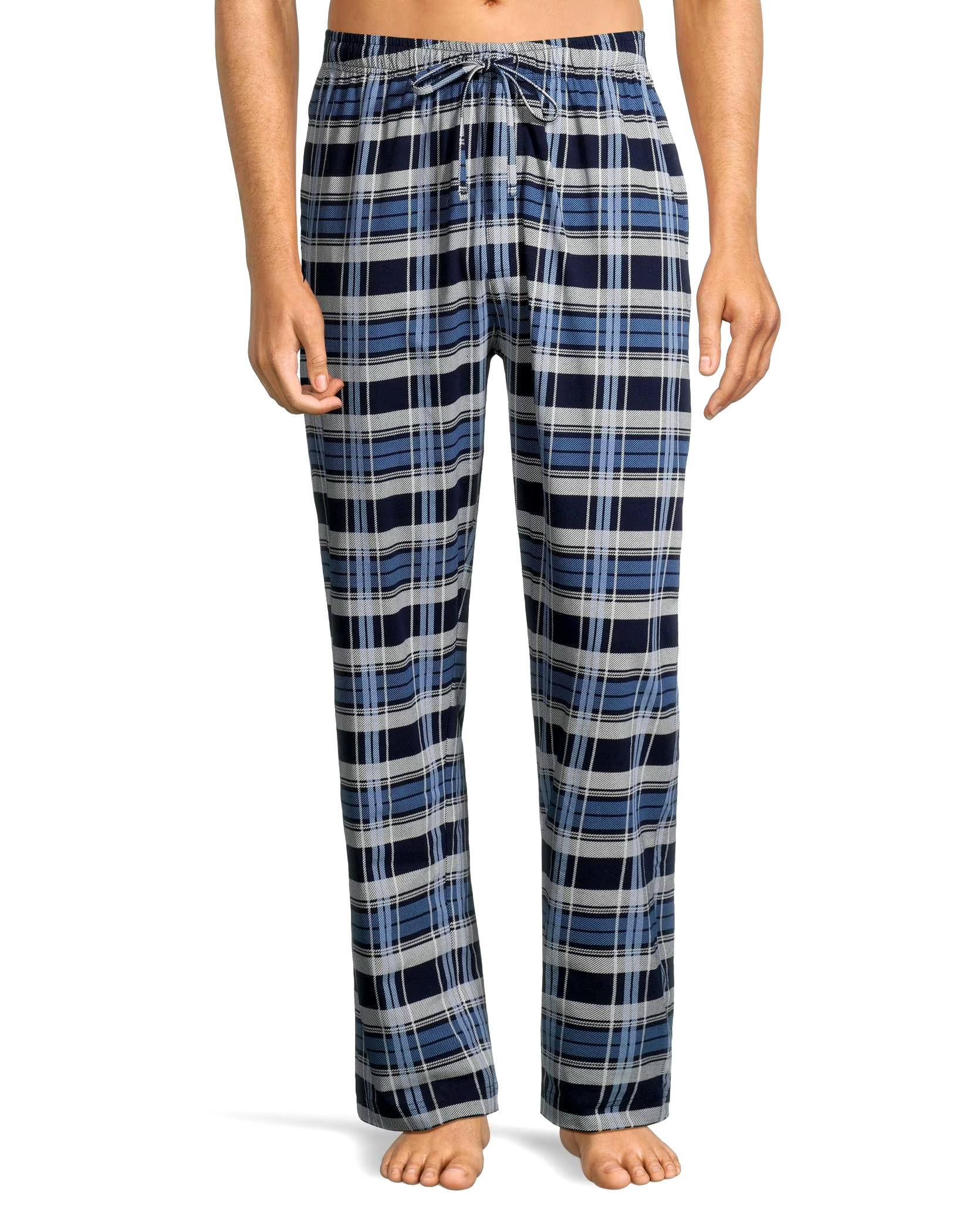 Denver Hayes Men's Plaid Jersey Elastic Drawstring Lounge Pants