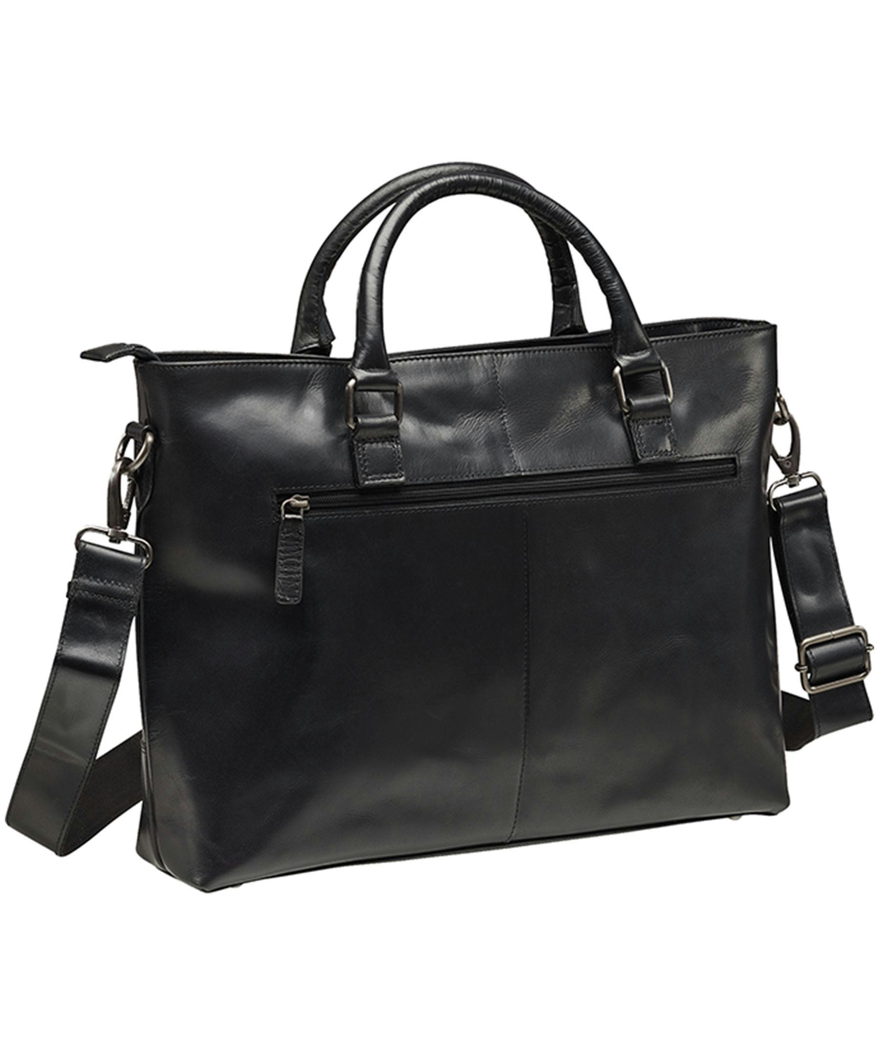 Mancini Leather Goods Unisex Buffalo Laptop Tote Bag Black