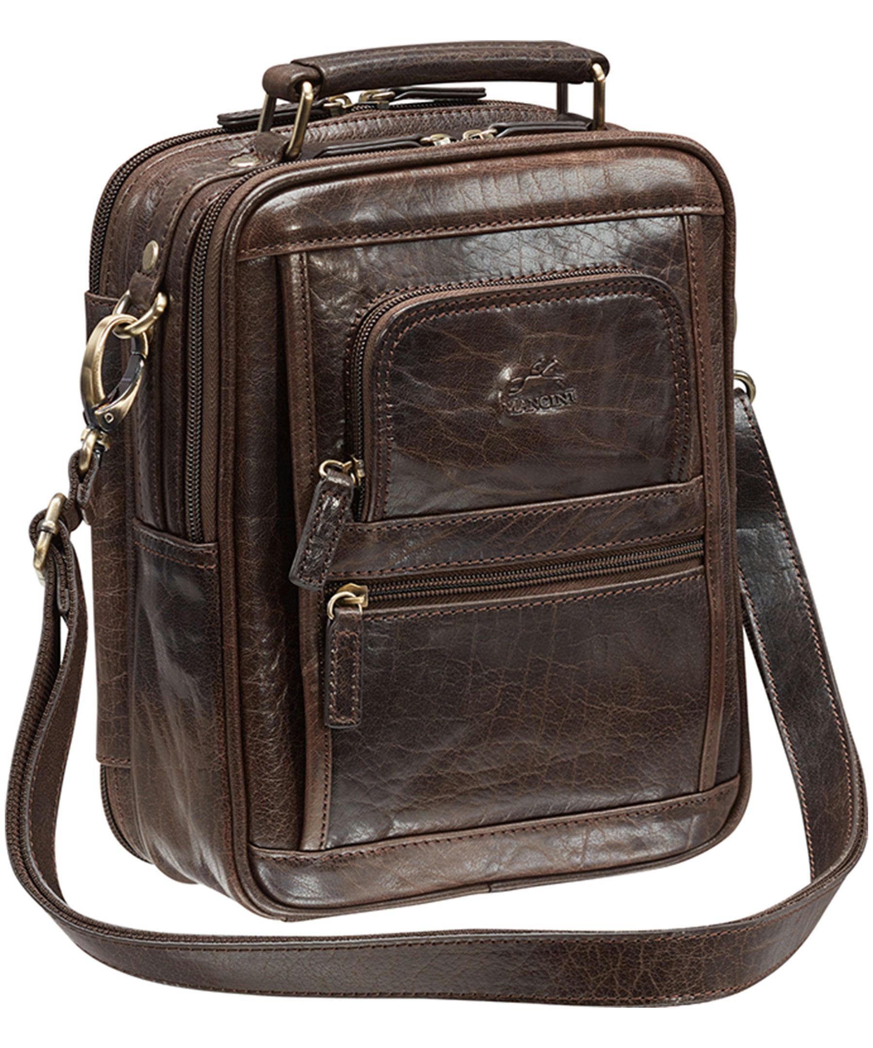 Mancini Leather Goods Women's Arizona Crossbody Travel Bag Brown