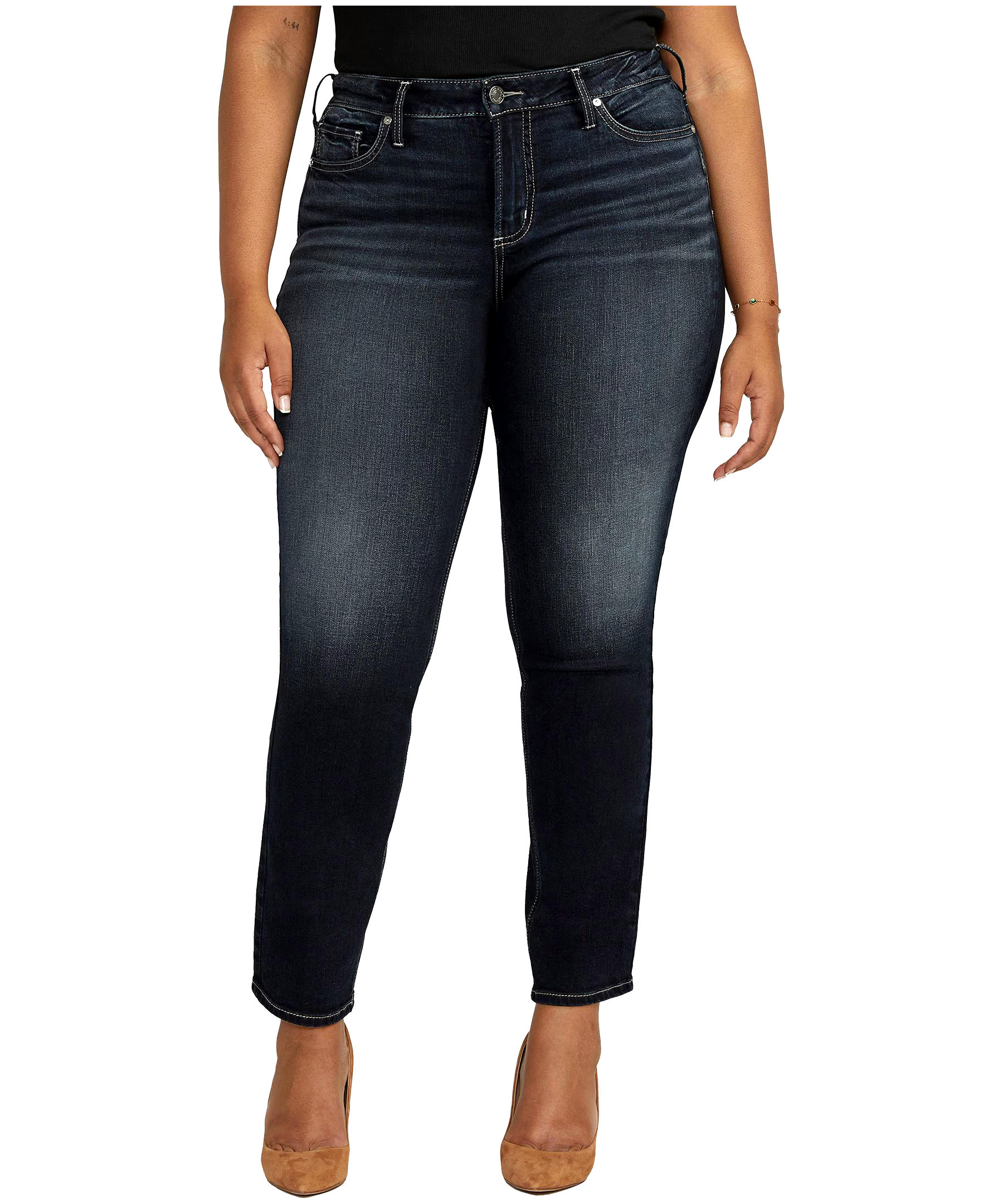 Silver Suki Mid Rise Curvy Fit Straight Leg Jeans