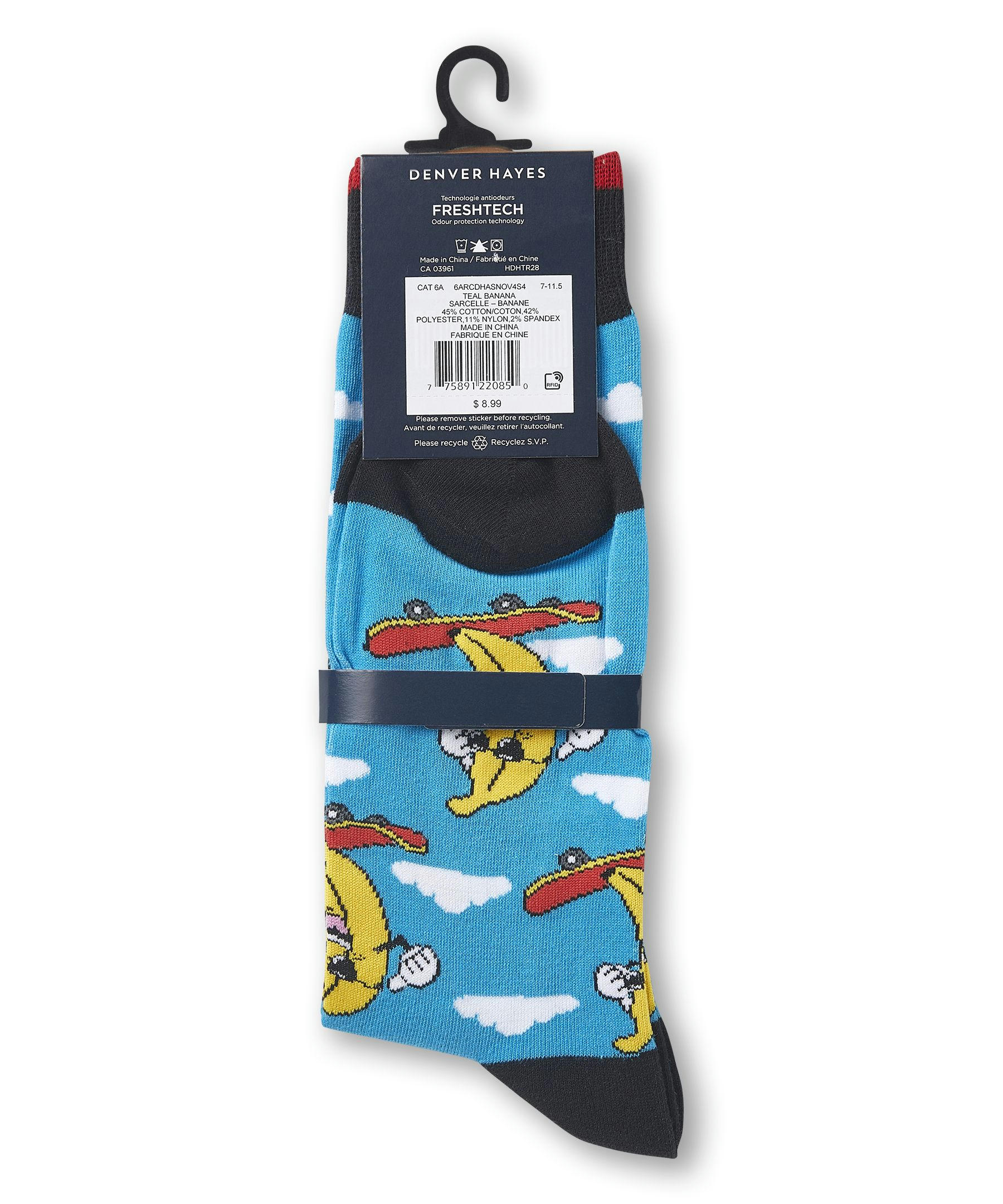 Denver Hayes Men's FRESHTECH® Novelty Food Pattern Casual Crew Socks