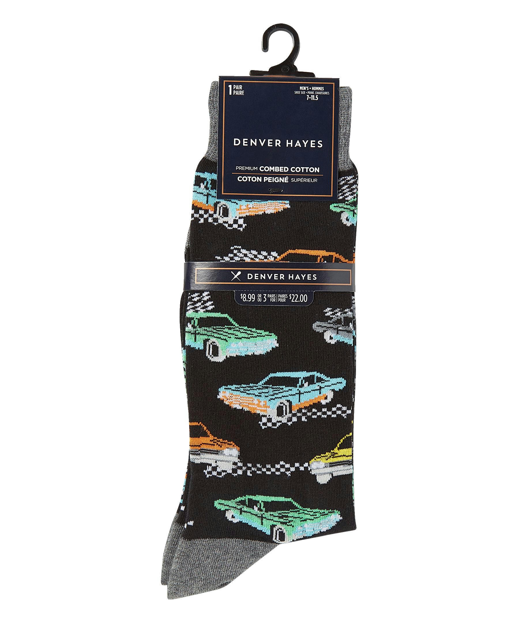 Denver Hayes Men's Novelty Pattern Crew Socks