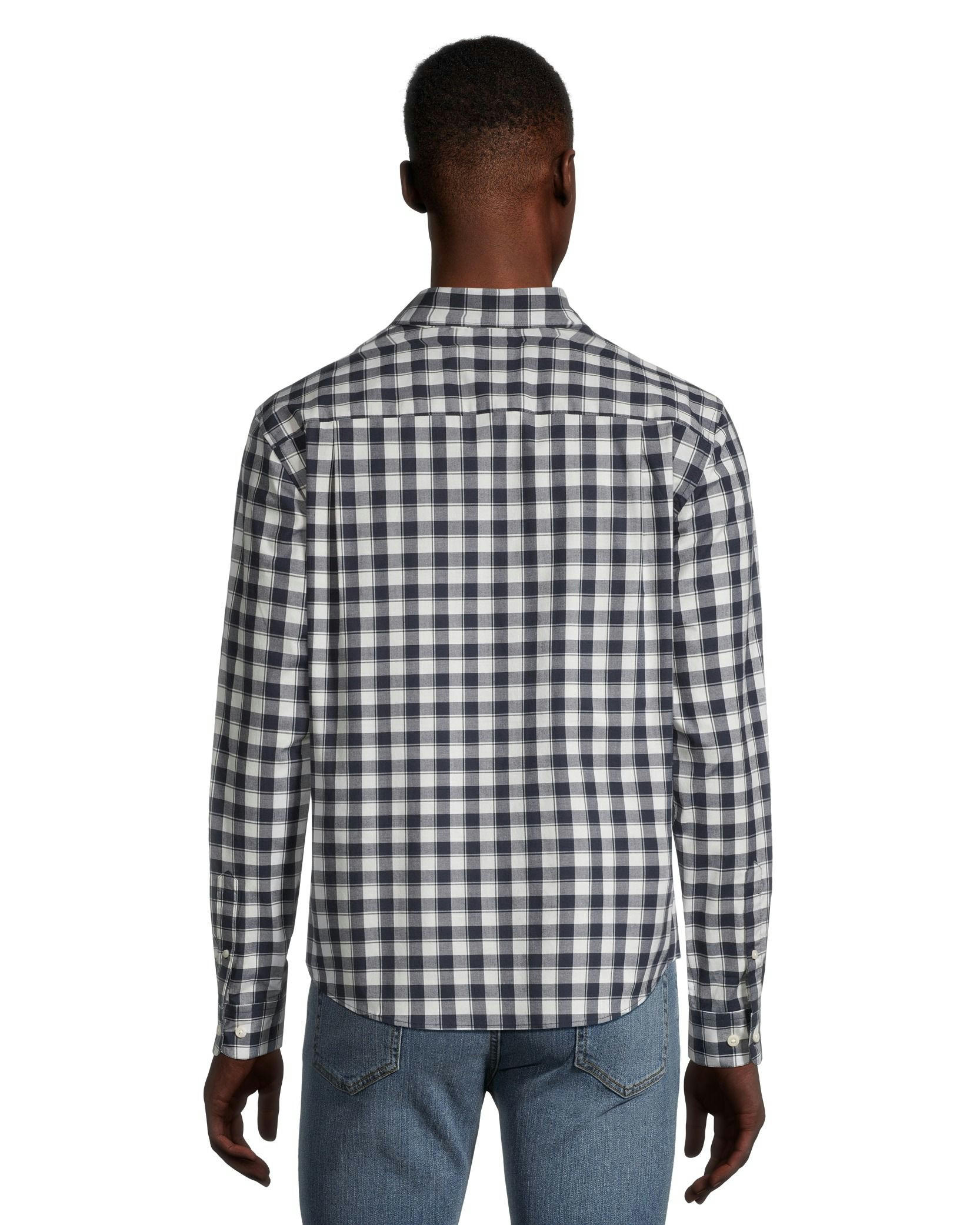 Denver Hayes Men's Plaid Sport Casual Long Sleeve Modern Fit Shirt