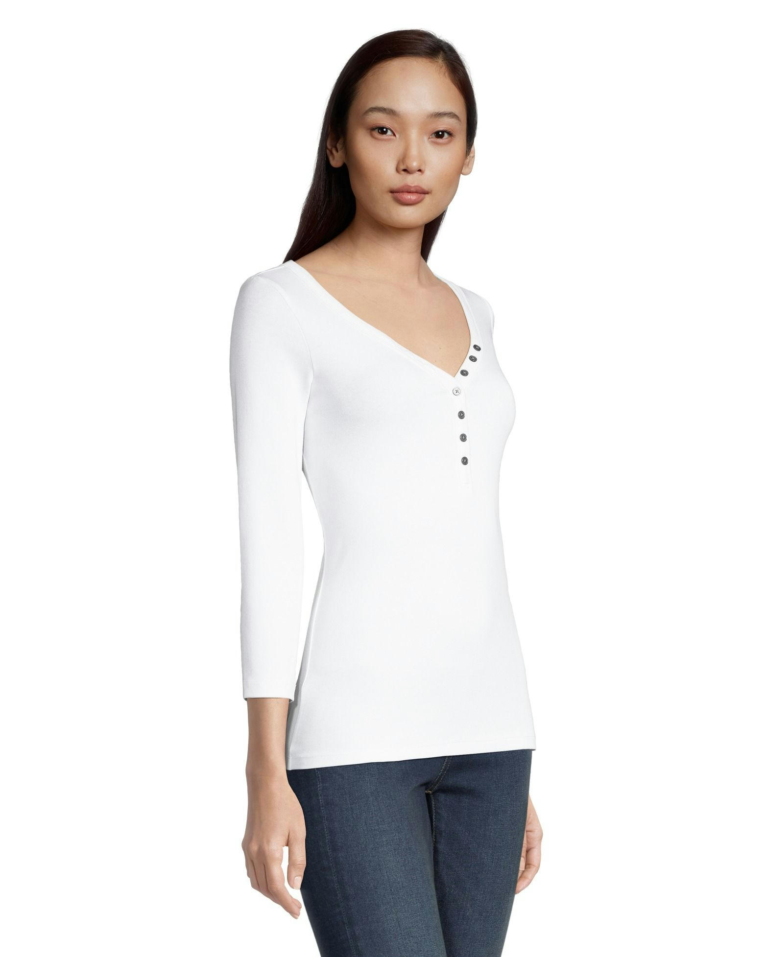 Denver Hayes Fitted 3/4 Length Sleeves Y Neck T Shirt