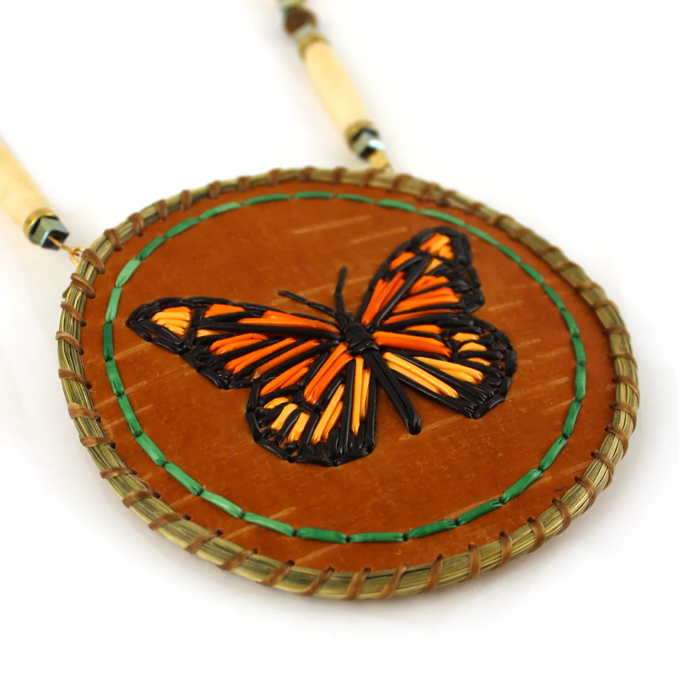 Amber Waboose Butterfly Medallion and Earrings Set