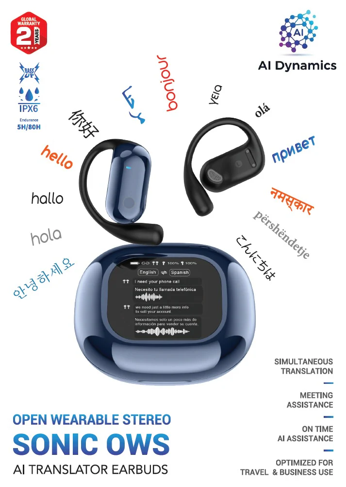 Sonic Ai OWS Ai Translation Earbuds