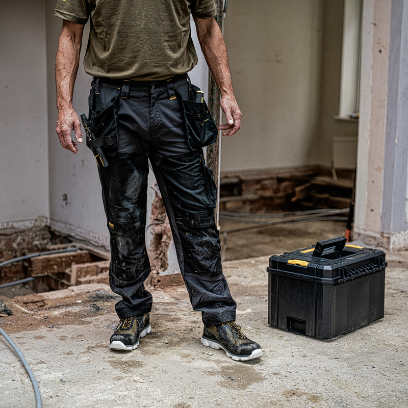 DeWalt Memphis Full Stretch Holster Pocket Trousers Grey/Black 42" S