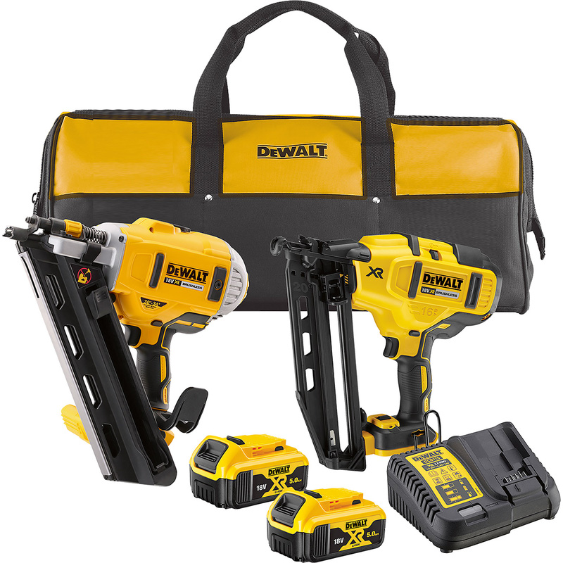 DeWalt 18V XR Nailer Twin Kit 2 x 5.0Ah