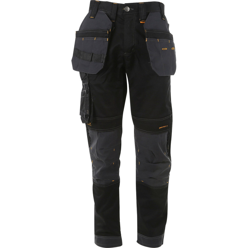 DeWalt Harrison Pro Stretch Holster Pocket Trousers Black/Grey 38" L
