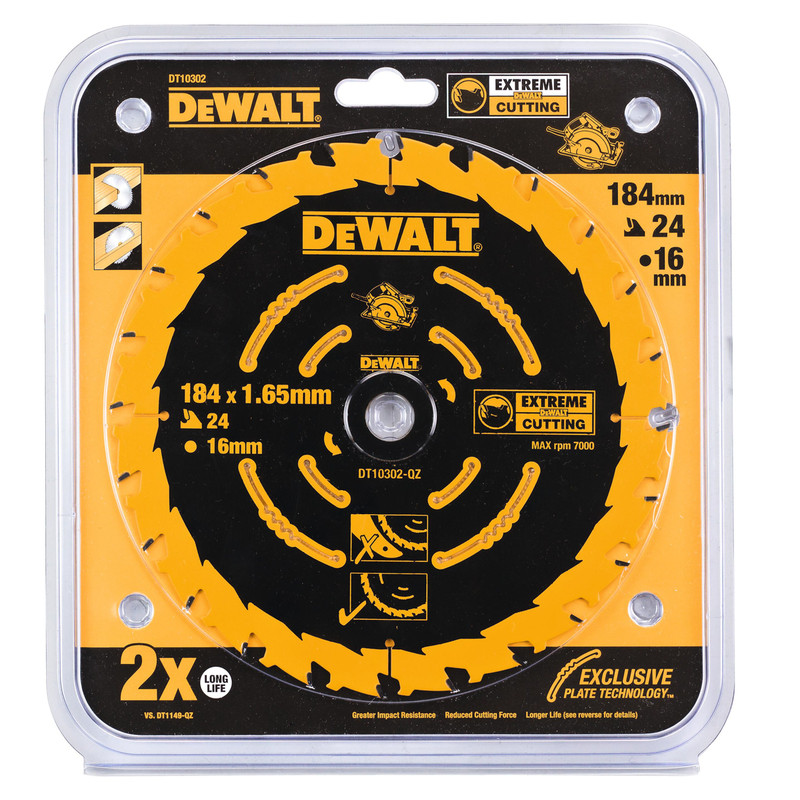 DeWalt Extreme Cordless Circular Saw Blade 184 x 16 x 24T