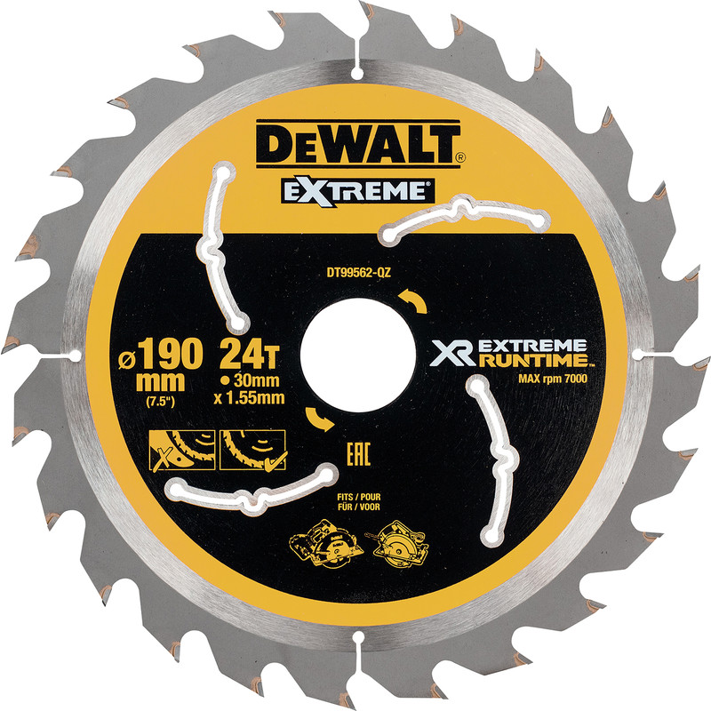 DeWalt Extreme Runtime Circular Saw Blade 190mm x 30mm x 24T