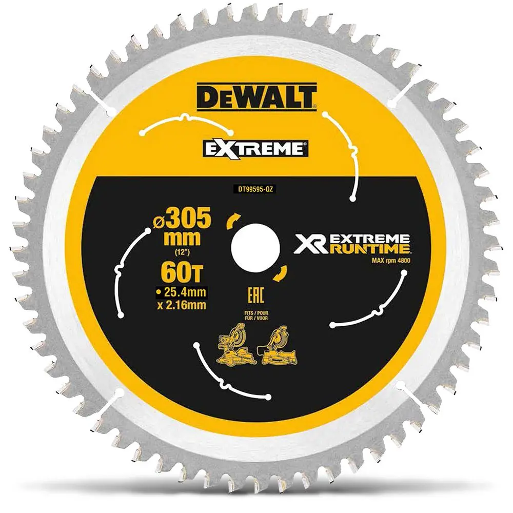 DEWALT 305mm 60T TCT Circular Saw Blade for Wood Cutting - EXTREME DT99595-QZ