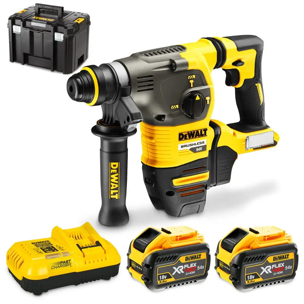 DEWALT 54V XR FLEXVOLT&trade; Brushless 2 x 9.0Ah SDS+ Rotary Hammer Kit DCH333X2-XE