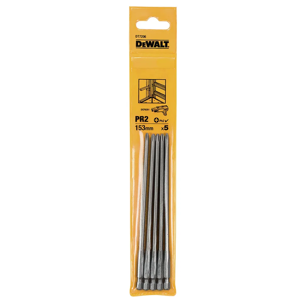 DEWALT PH2 x 153mm Phillips Power Collated Screwdriver Bit - 5 Piece DT7206-QZ
