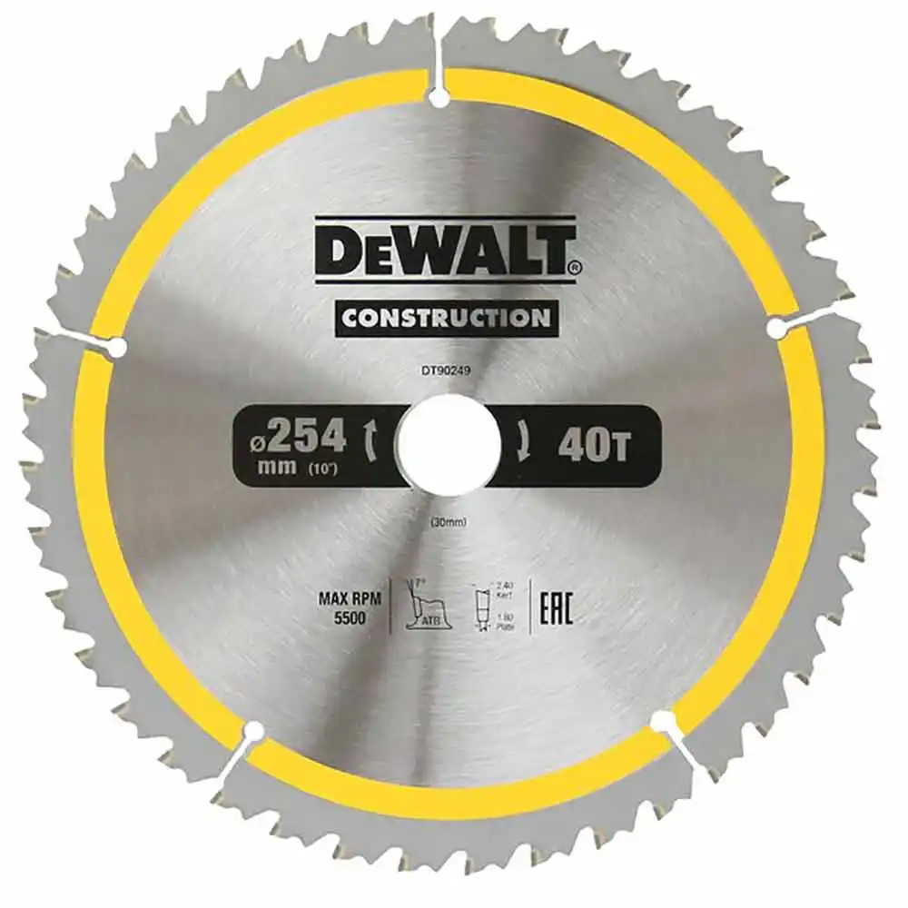 DEWALT 254mm x 40T (16/25/25.4/30mm) Construction Circular Saw Blade DT90249-QZ