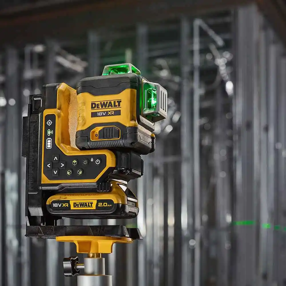 DEWALT 18V XR 3 x 360 Degree 1 x 2.0Ah Multiline Green Laser Level with Remote DCLE34035D1-XE