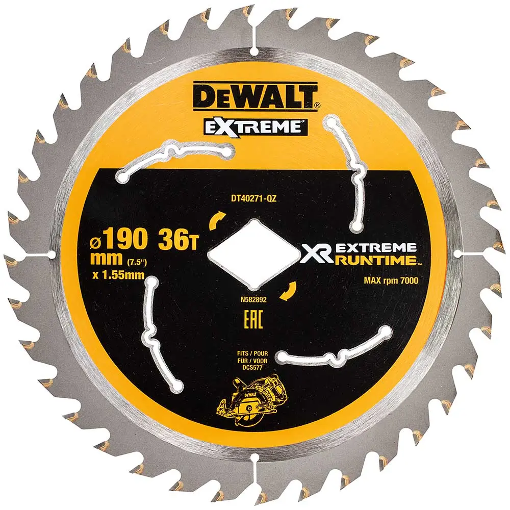 DEWALT 190mm 36T TCT Circular Saw Blade for Wood Cutting - EXTREME DT40271-QZ