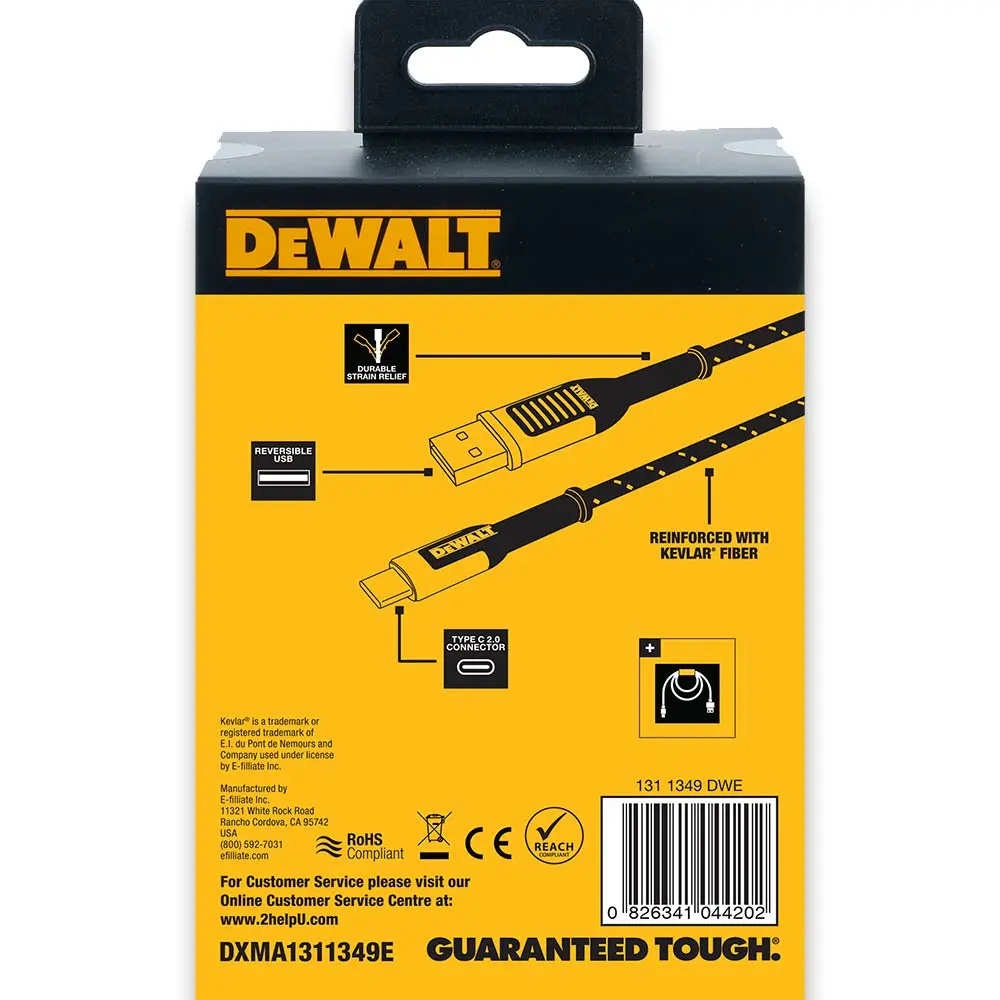 DEWALT 3m USB to USB-C Braided Cable 1311349DWE