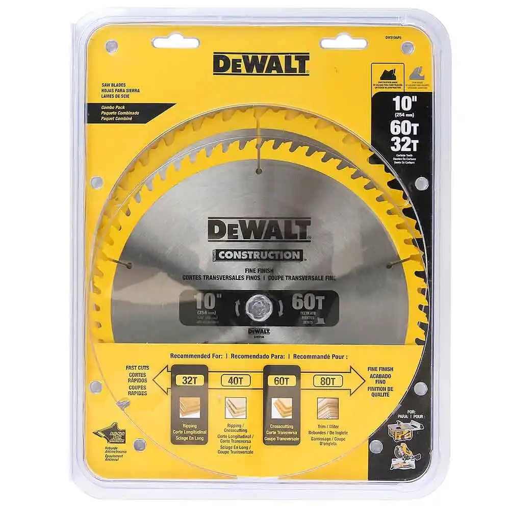 DEWALT 254mm x 16mm Construction Circular Saw Blade Combo Pack DW3106P5