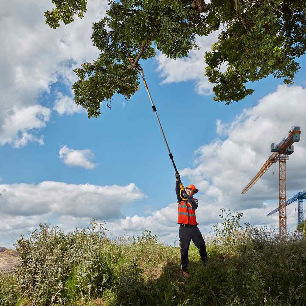 DEWALT 18V XR Brushless 20cm (8") 1x5Ah Pole Saw Trimmer Kit DCMPS567P1-XE