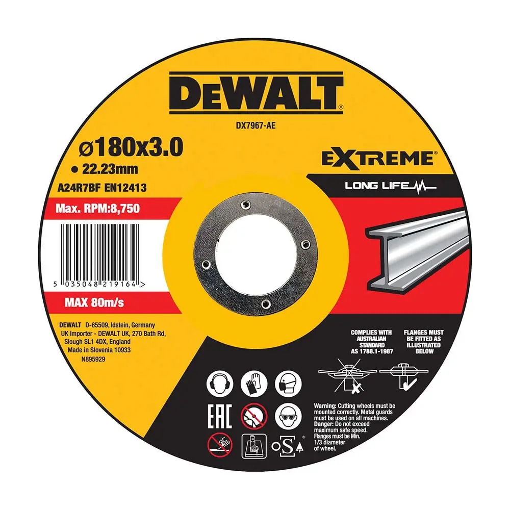 DEWALT 180 x 3mm Extreme Metal Cutting Wheel DX7967-AE