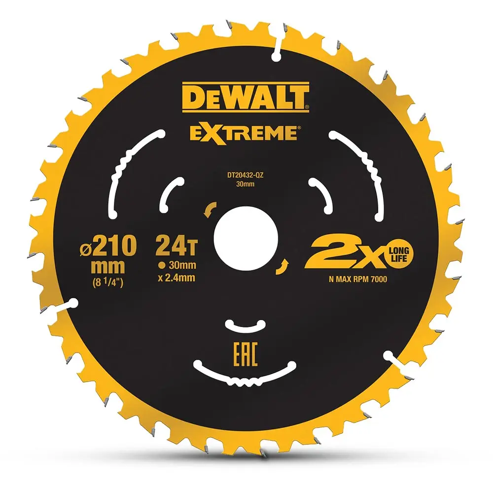 DEWALT 210 x 30mm 24T TCT EXTREME Circular Saw Blade for Wood Cutting DT20432-QZ