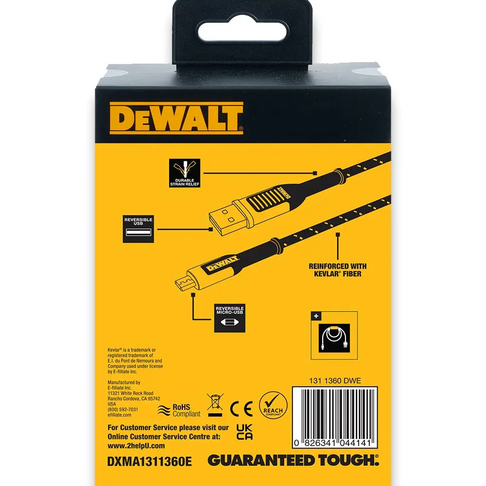 DEWALT 1.2m Micro-USB Braided Cable 1311360DWE