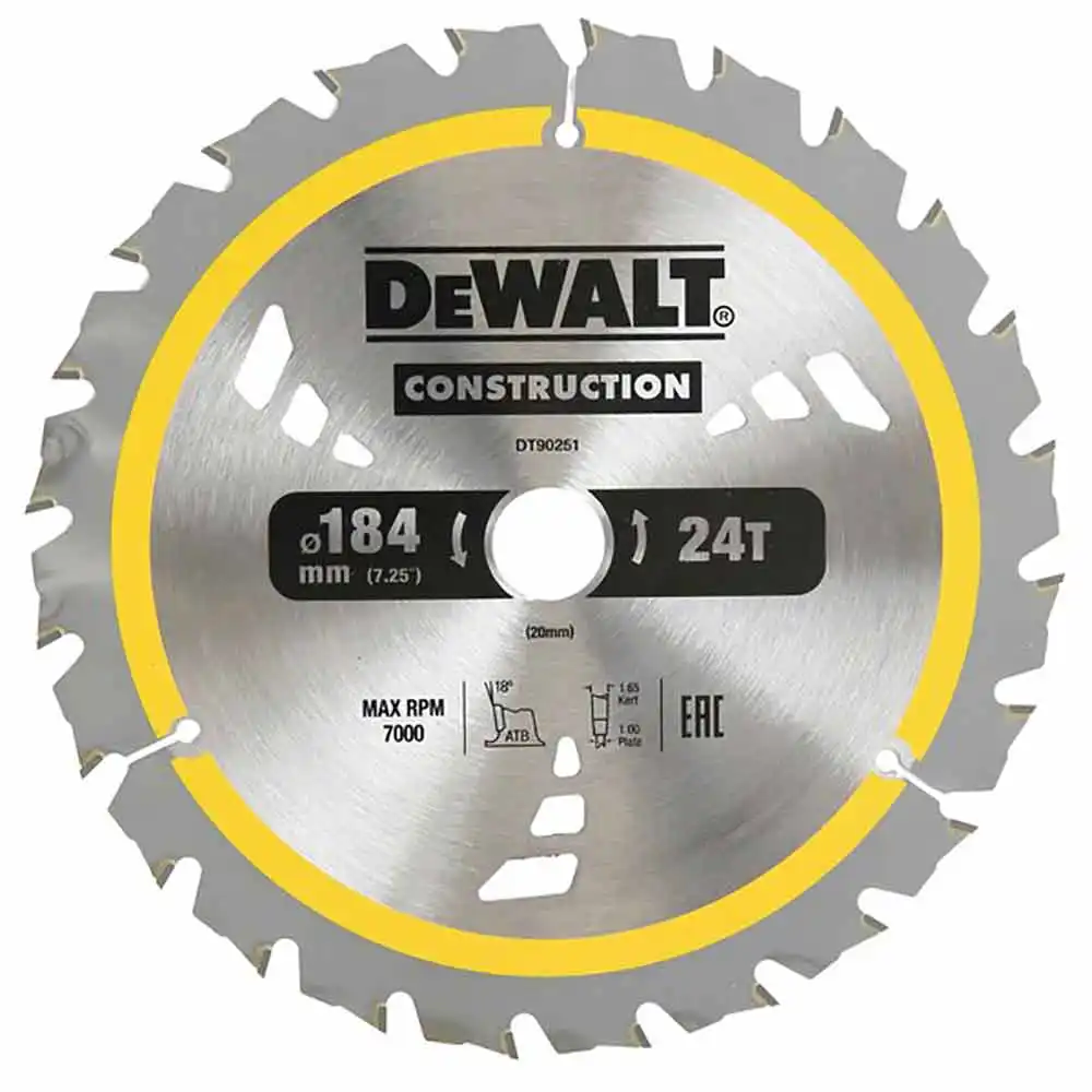 DEWALT 184mm x 16mm Construction Circular Saw Blade DT90251-QZ