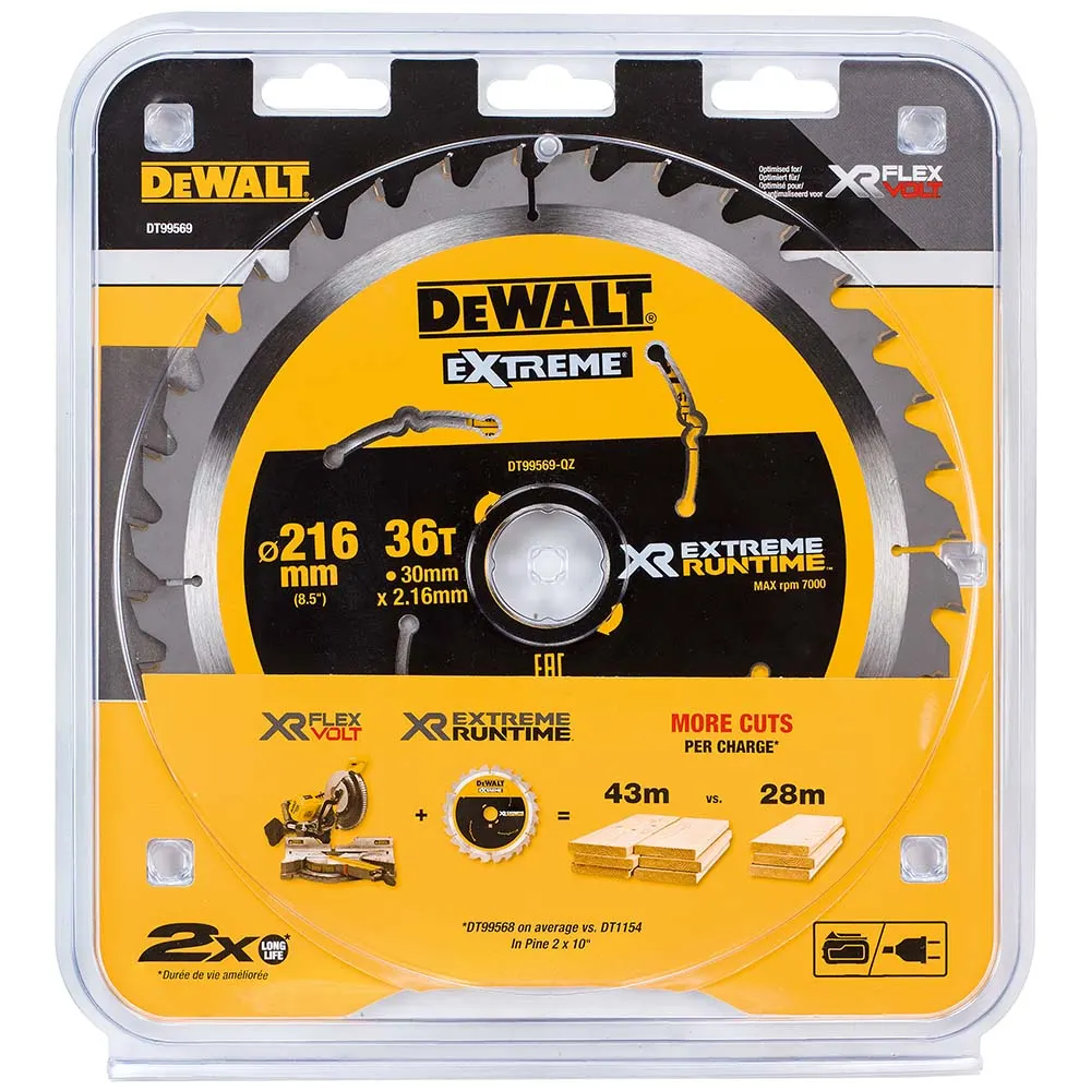 DEWALT 216mm 36T TCT Circular Saw Blade for Wood Cutting - EXTREME DT99569-QZ